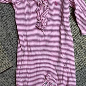 Ralph Lauren pink striped and ruffled onesie